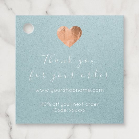 Kortingscode Logo Heart Blue Kraft Bedankt Bedankjes Labels (Voorkant)