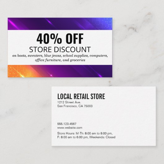 Kortingskaartje | Digitale kleurrijke achtergrond (Voorkant / Achterkant)