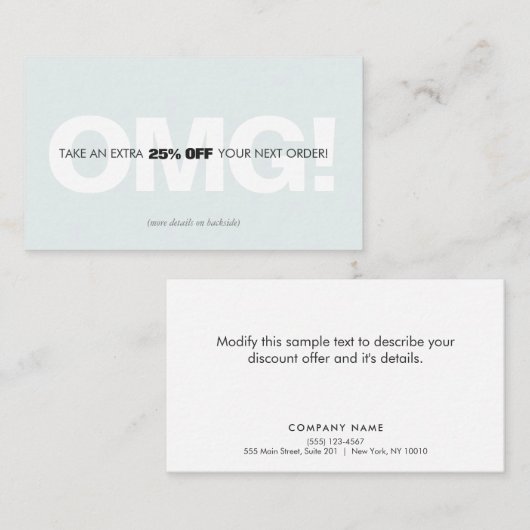 Kortingskorting op klantenkrediet kortingskaartje (Voorkant / Achterkant)