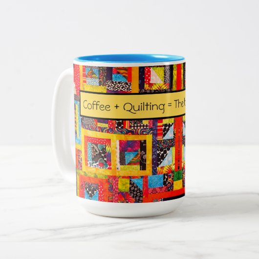 Kortkoffie gebold Improv Patchwork Tweekleurige Koffiemok (Voorkant links)