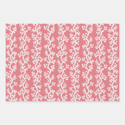 Kortkoraalrif met snijpatroon | Nautische kleuren Inpakpapier Vel (Voorkant 3)