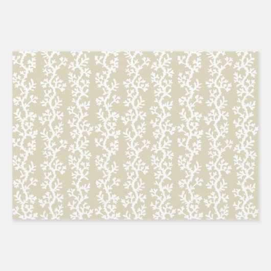 Kortkoraalrif met snijpatroon | Nautische kleuren Inpakpapier Vel (Voorkant)