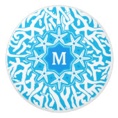 Kortkoraalrif stervis, helder blauw | Monogram Keramische Knop (Voorkant)