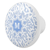 Kortkoraalrif stervismonogram in grijs blauw keramische knop (Rechts)