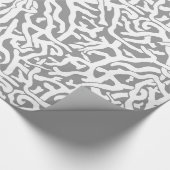 Kortkoraalrifpatroon in grijs en wit cadeaupapier (Hoek)