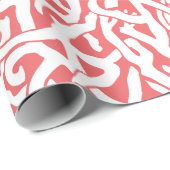 Kortkoraalrifpatroon in koraalroze en wit cadeaupapier (Rol Hoek)