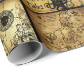 Kortkuilen op het eiland Lost Treasure Map Cadeaupapier (Rol Hoek)