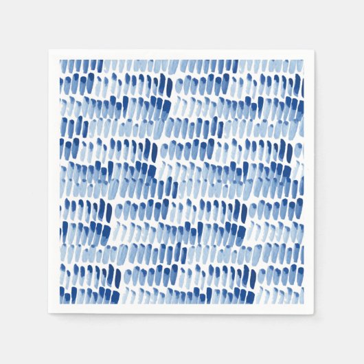 Kortlijnpatroon blauwe waterverf servet (Voorkant)