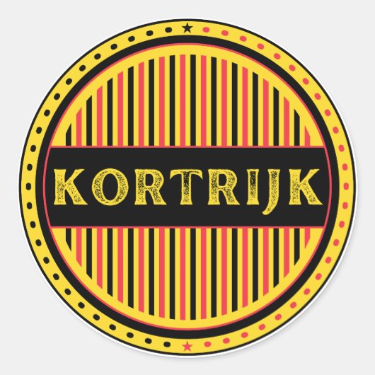 Kortrijk City Pride Emblem – Belgian Identity Ronde Sticker (Voorkant)