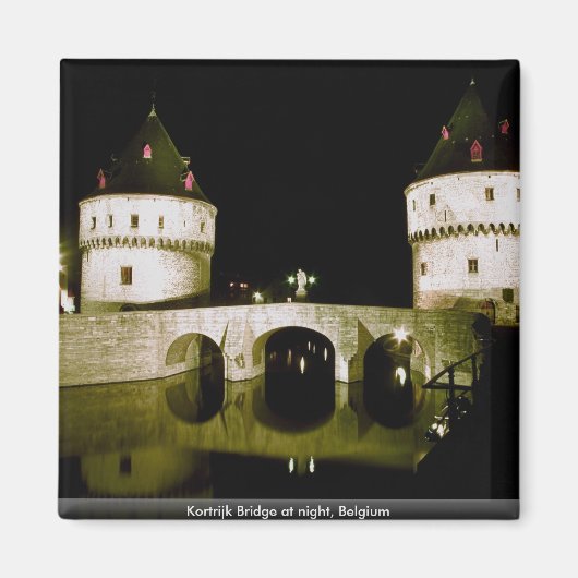 Kortrijkse brug bij nacht, België Magneet (Voorkant)