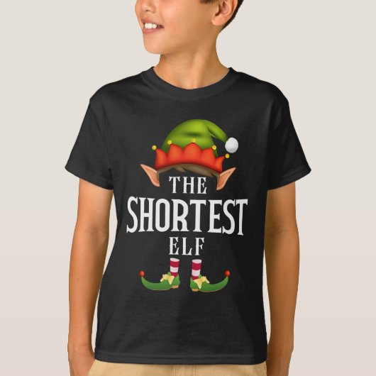 Kortste Elf Groep Leuk Kerstmis Pyjama Party T-shirt (Voorkant)