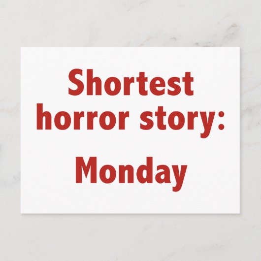 Kortste horrorverhaal: maandag briefkaart (Voorkant)