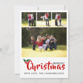 Kortste kerstmis 4-fotocollage stripkaart kaart (Voorkant)