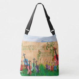 Kortstondig gekleurde Violin Garden met naamoptie Crossbody Tas