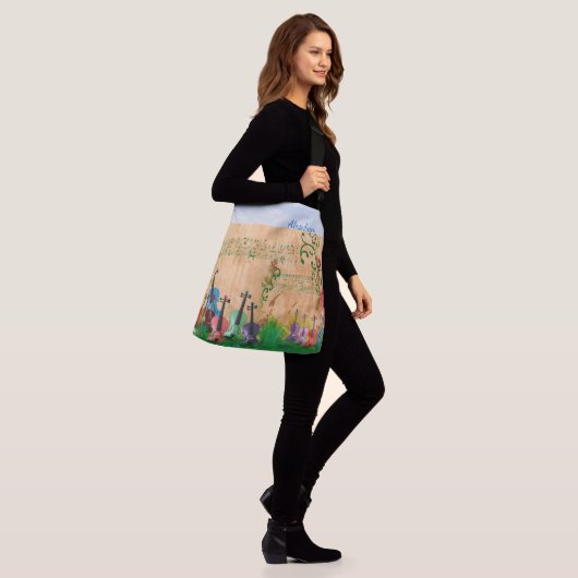 Kortstondig gekleurde Violin Garden met naamoptie Crossbody Tas (Op model)