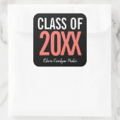 Kortstondig gepersonaliseerd Afstuderen voor koraa Vierkante Sticker (Tas)