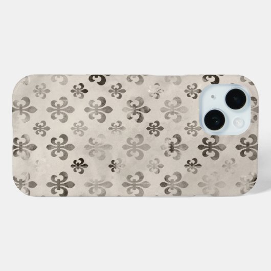 Kortstondig, grijs vleur de lis pattern Case-Mate iPhone case (Achterkant (horizontaal))