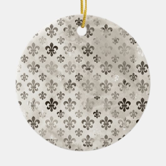 Kortstondig, grijs vleur de lis pattern keramisch ornament (Voorkant)