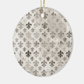 Kortstondig, grijs vleur de lis pattern keramisch ornament (Links)
