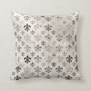 Kortstondig, grijs vleur de lis pattern kussen