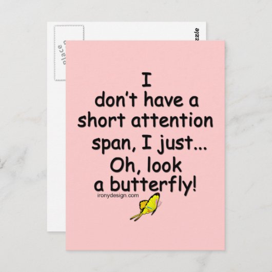 Kortstondige andwerpvlinder (roze) briefkaart (Voorkant / Achterkant)