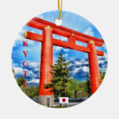 Kortstondige kerstversiering keramisch ornament (Voorkant)