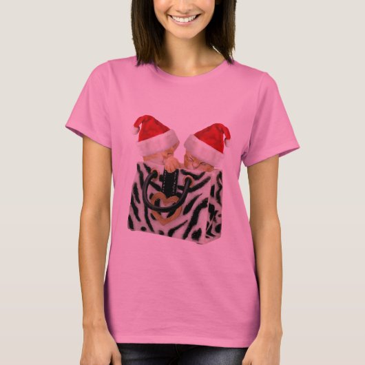 Kortstondige Kittens in Zebra Print Handbag T-shirt (Voorkant)