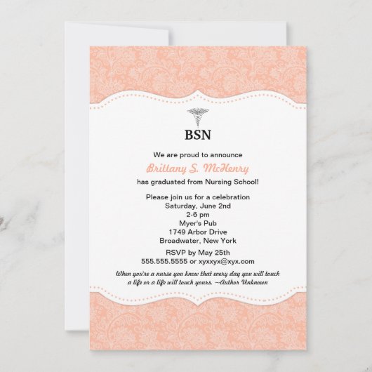 Kortstondige koraaldamp van het afstuderen BSN RN  Kaart (Voorkant)