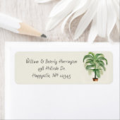 Kortstondige palmboom Wit-adreslabel Etiket (Insitu)