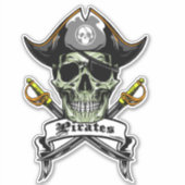 Kortstondige piraatschedel sticker (Voorkant)