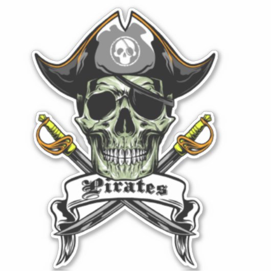 Kortstondige piraatschedel sticker (Voorkant)