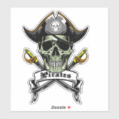 Kortstondige piraatschedel sticker (Vel)