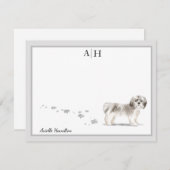 Kortstondige verzending - Grijze grensmonogram, aa Notitiekaartje (Voorkant / Achterkant)