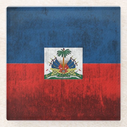 Kortstondige vlag van Haïti Glazen Onderzetter (Voorkant)