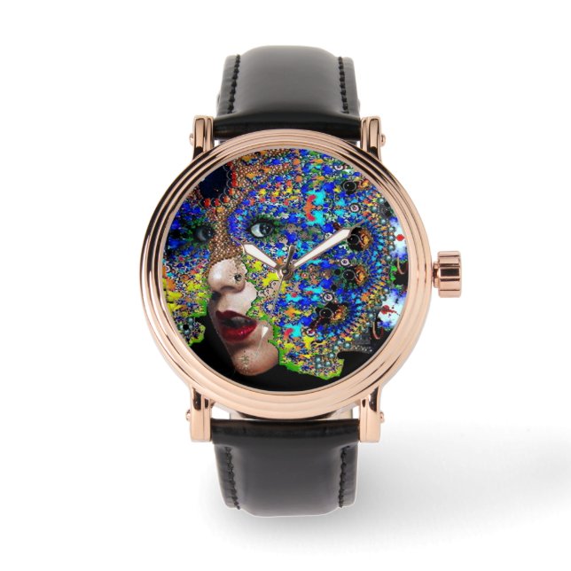 KORTWERKENDE VROUW MET FRACTAAL MASKER HORLOGE (Voorkant)