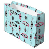 Kortzak voor atoomroze en grijze patronen large cadeautasje (Achterkant Gekanteld)