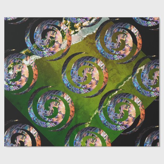 KORU DUBBELE wervelkolom. Paua Shell Art Cadeaupapier (Vlak)