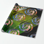 KORU DUBBELE wervelkolom. Paua Shell Art Cadeaupapier (Uitgerold)