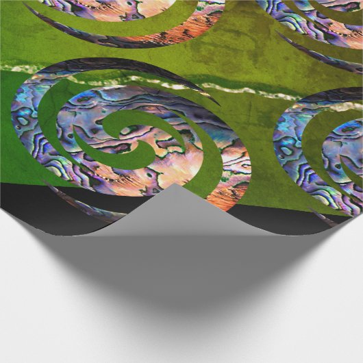 KORU DUBBELE wervelkolom. Paua Shell Art Cadeaupapier (Hoek)