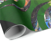 KORU DUBBELE wervelkolom. Paua Shell Art Cadeaupapier (Rol Hoek)