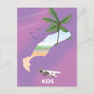 Kos Greece illustreerde kaart. Briefkaart