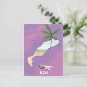 Kos Greece illustreerde kaart. Briefkaart (Staand voorkant)