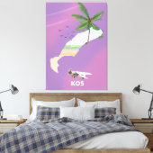 Kos Greece illustreerde kaart. Canvas Afdruk (Insitu (Slaapkamer))