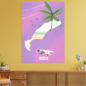 Kos Greece illustreerde kaart. Canvas Afdruk (Insitu (Woonkamer))