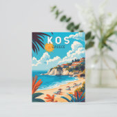 Kos Griekenland Travel Art Vintage Briefkaart (Staand voorkant)