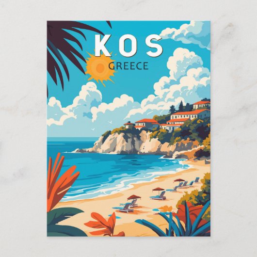 Kos Griekenland Travel Art Vintage Briefkaart (Voorkant)