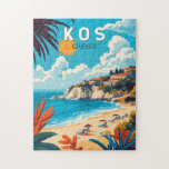Kos Griekenland Travel Art Vintage Legpuzzel<br><div class="desc">Kos retro vector reisontwerp. Kos,  een van de Dodekanesos-eilanden van Griekenland,  staat bekend om zijn overvloedige zandstranden. Het is ook rijk aan Griekse en Romeinse bezienswaardigheden,  vooral in en rond Kos Town.</div>