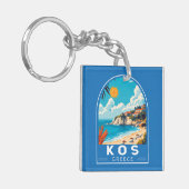 Kos Griekenland Travel Art Vintage Sleutelhanger (Voorkant Links)