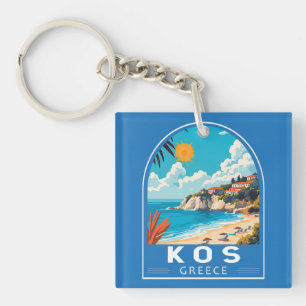 Kos Griekenland Travel Art Vintage Sleutelhanger