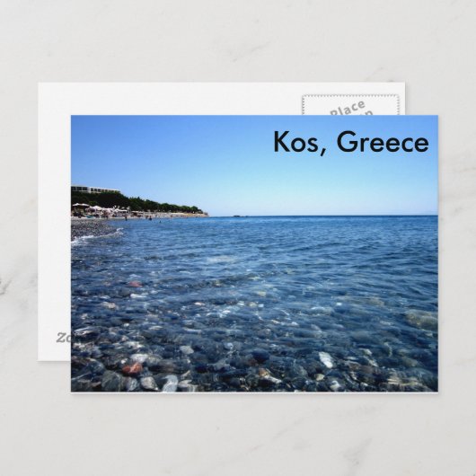 Kos, Grieks Briefkaart van de strand (Voorkant / Achterkant)